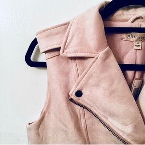 Philosophy Mauve Faux Suede Moto Vest
